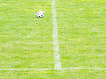 View of soccer ball on field