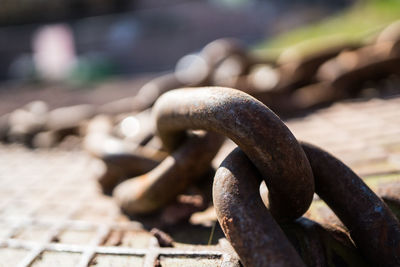 Close-up of rusty chain