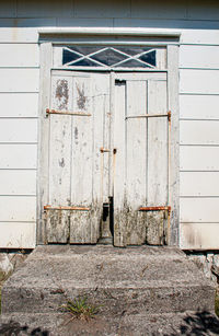 Closed door of old building