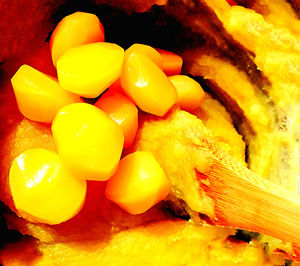 Full frame shot of yellow bell peppers