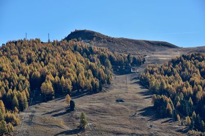 Scenic view of landscape against clear blue sky