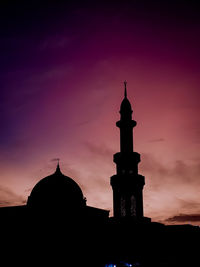 Baturaja, indonesia. beautiful view of the dome of the mosque at dawn, masjid nurul falah sukajadi