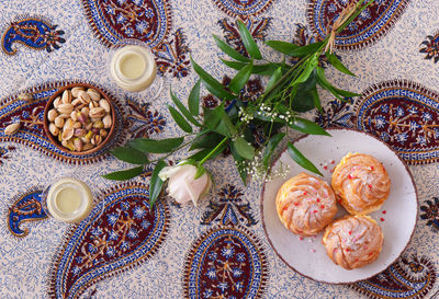 Directly above shot of food on table