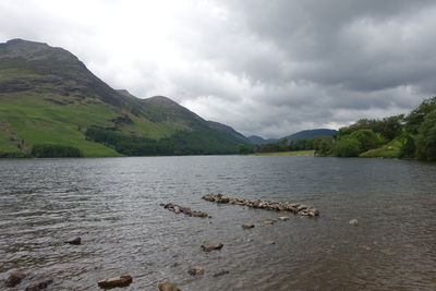 Scenic view of lake against sky