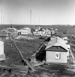 On dixon island, krasnoyarsk territory. tentatively summer 1982. black and white photo.