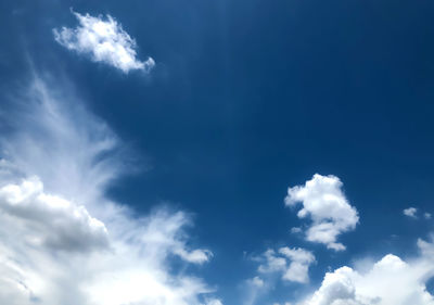 Low angle view of clouds in blue sky