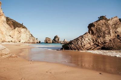 Scenic view of sea against clear sky