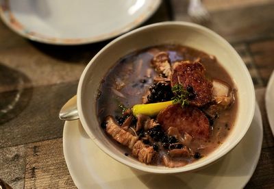 Close-up of food in bowl on table