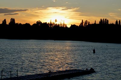 Scenic view of sea against sky at sunset