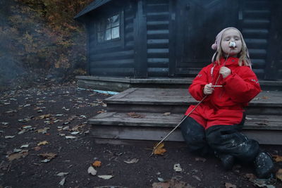 Child eating marshmallow