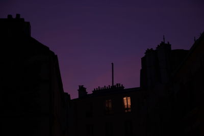 Low angle view of buildings at sunset