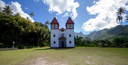 Built structure by building against sky