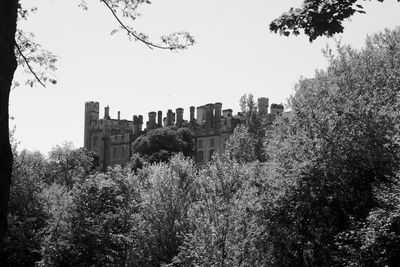 Low angle view of castle against clear sky