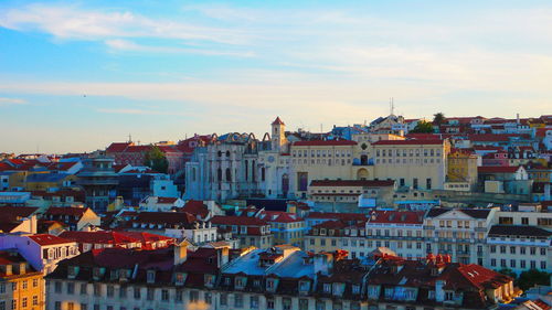 High angle view of townscape against sky