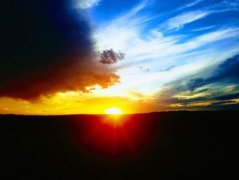 Scenic view of silhouette landscape against sky during sunset
