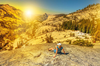 Man on mountains against sky