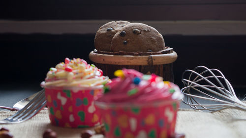 Close-up of dessert on table