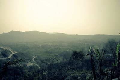 Scenic view of mountains against clear sky