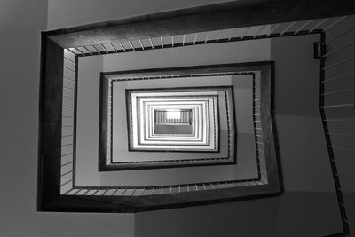 Low angle view of spiral staircase of building