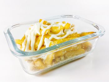 Close-up of food on white background