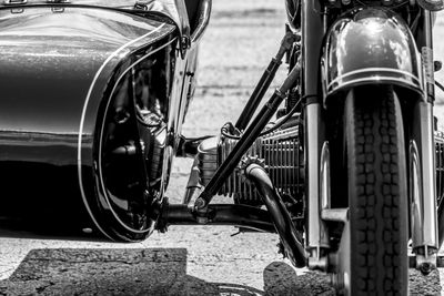 Close-up of motorcycle against blurred background