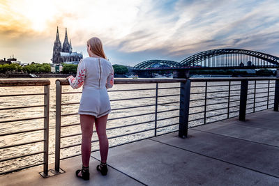 Rear view of woman looking at view