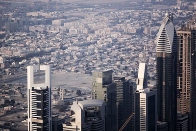 High angle view of city buildings