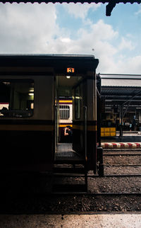Train on railroad station platform