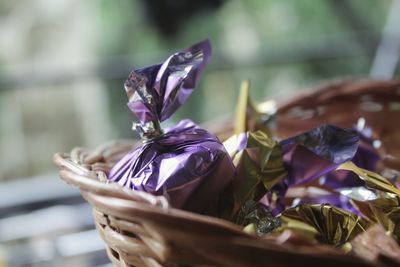 Close up of gifts in basket