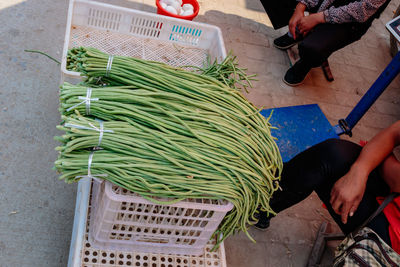 High angle view of man at market stall