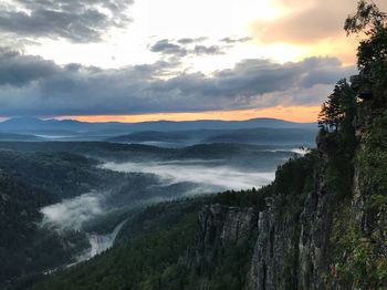 Scenic view of landscape against sky during sunset