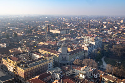 Top view of the city of cremona, lombardy - italy.