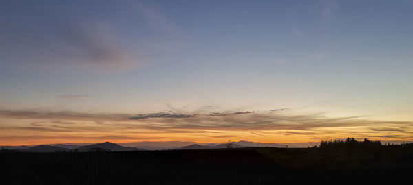 Scenic view of silhouette landscape against sky during sunset