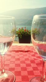 Close-up of beer glass on table