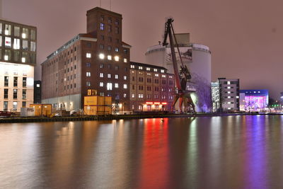 Illuminated city at night