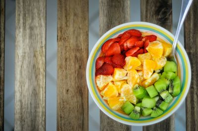 Directly above shot of fruits on table