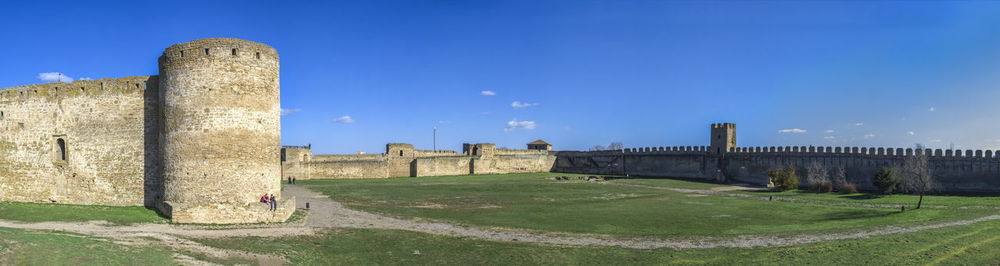 View of fort against blue sky