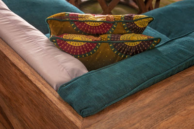 Low section of person on table at home