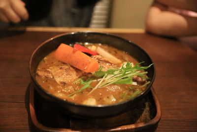 Close-up of soup in bowl