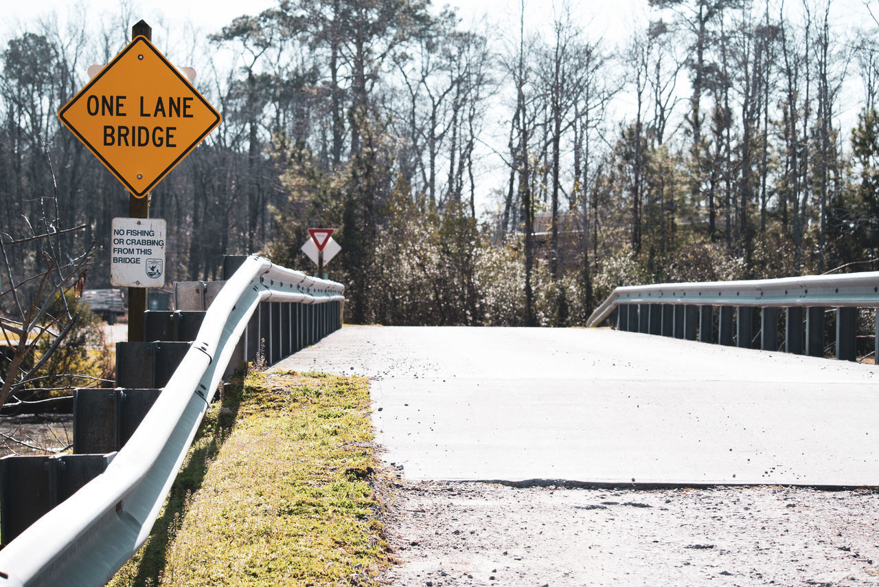 ROAD SIGN BY RAILING