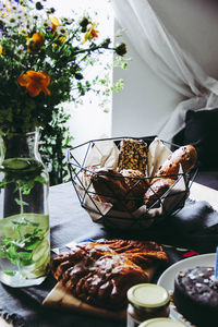 High angle view of food on table