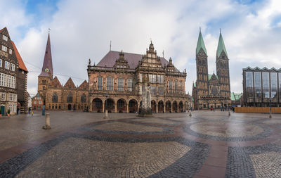 Low angle view of historic building against sky