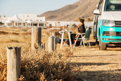 Man relaxing on land