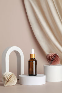 Close-up of beauty products on table