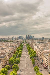 High angle view of cityscape against sky