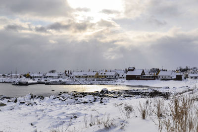 Scenic view of frozen sea against sky
