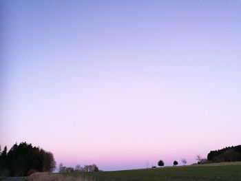 Scenic view of field against clear blue sky