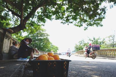 People riding motorcycle on road