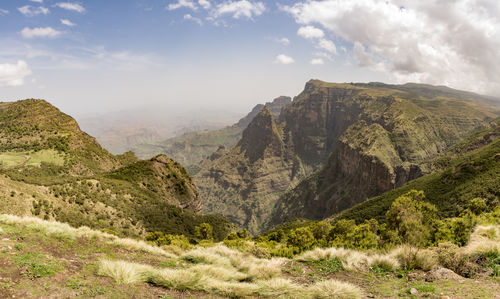 Scenic view of mountains against sky