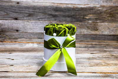 Close-up of gift box on table
